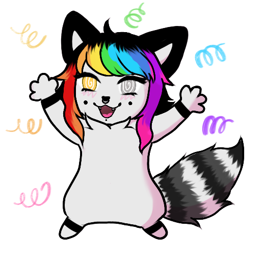 Chibi art of my fursona looking very excited.